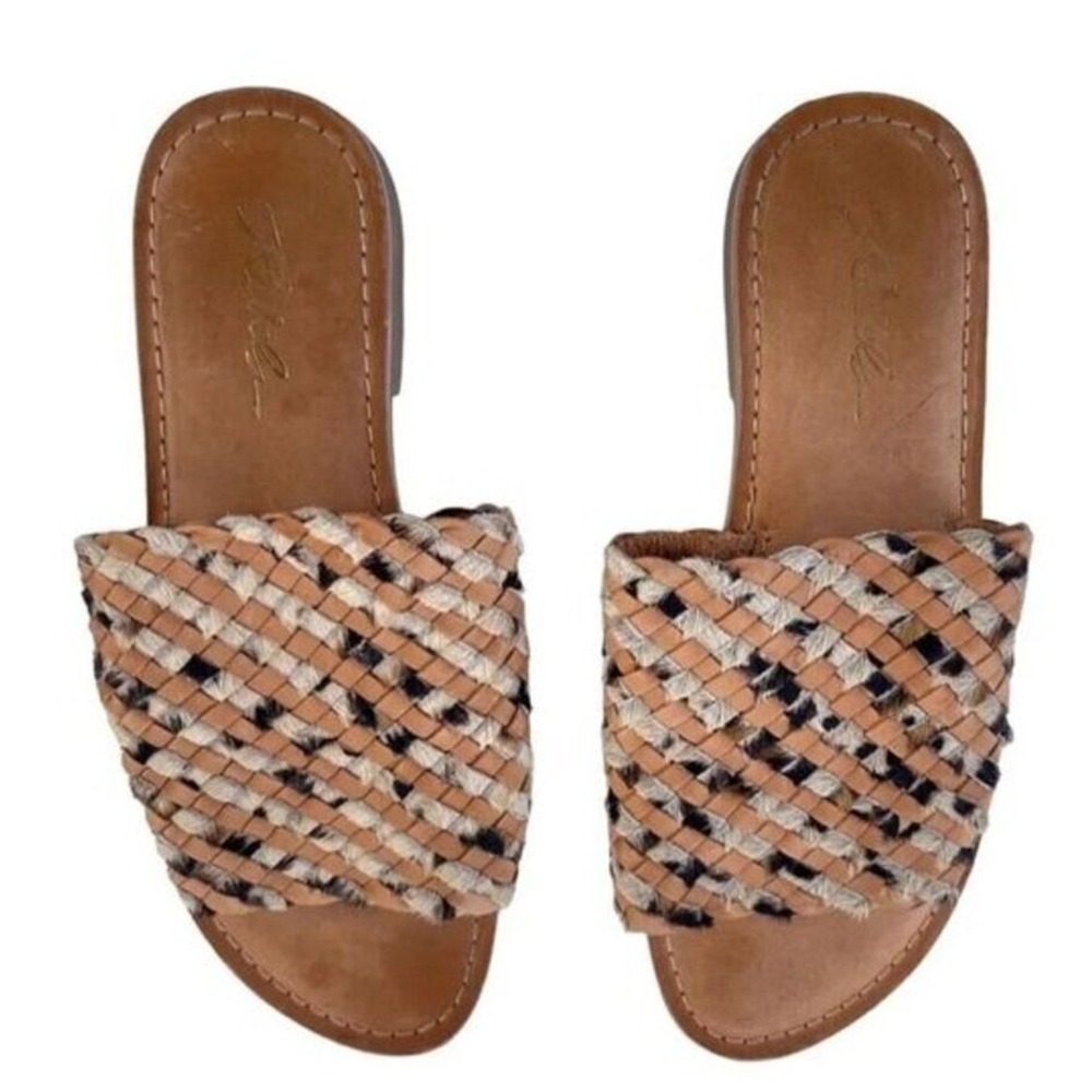 Kelsi Dagger Brooklyn‎ Tan Woven Leather Slide Sandals Women Size 7 M